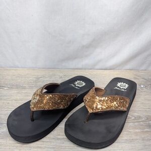 Yellow Box Bronze Sequin Thong Sandals